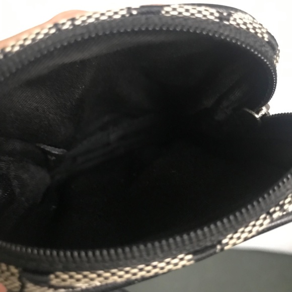 Coach Black/Gray Signature C Canvas Leather Wristlet Mini Pouch - Picture 7 of 16